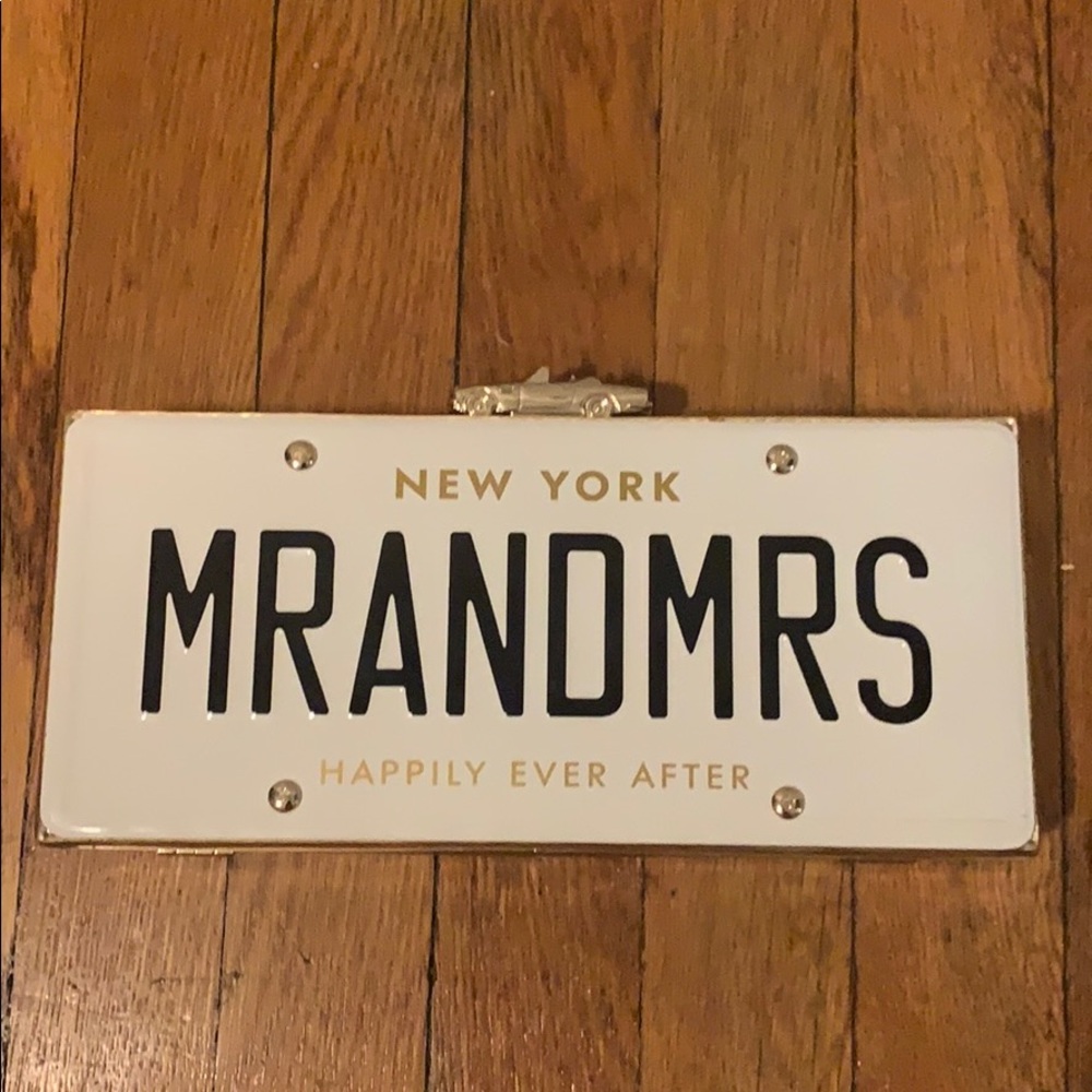 Kate Spade Mr and Mrs license plate clutch